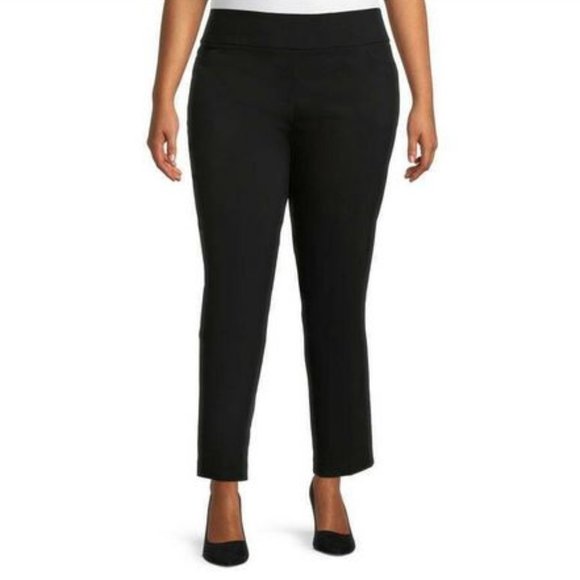 🇺🇦 NEW Curvy Fit Pull On Black Trousers Slacks Size 3X Petite - Picture 1 of 5
